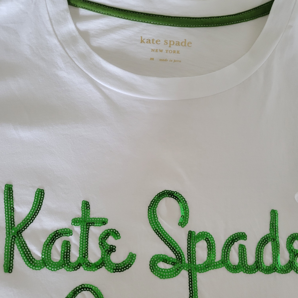 Kate Spade White and Green Short Sleeve Tee